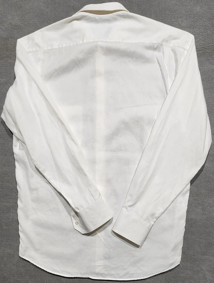 Canali Men's Shirt Long Sleeve  Cream White Cotton Made in Italy 17/43 - Image 4 of 4