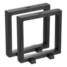 2 Pcs 3D Floating Display Case, 5.5 x 5.5 x 0.8 Inch Black