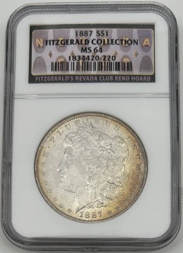 1887-P MORGAN DOLLAR -NGC MS 64-FITZGERAD HOARD NEVADA CLUB