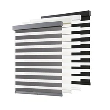 Cordless Zebra Blinds for Windows Pull Down Roller Window Shades Dual Layer L...