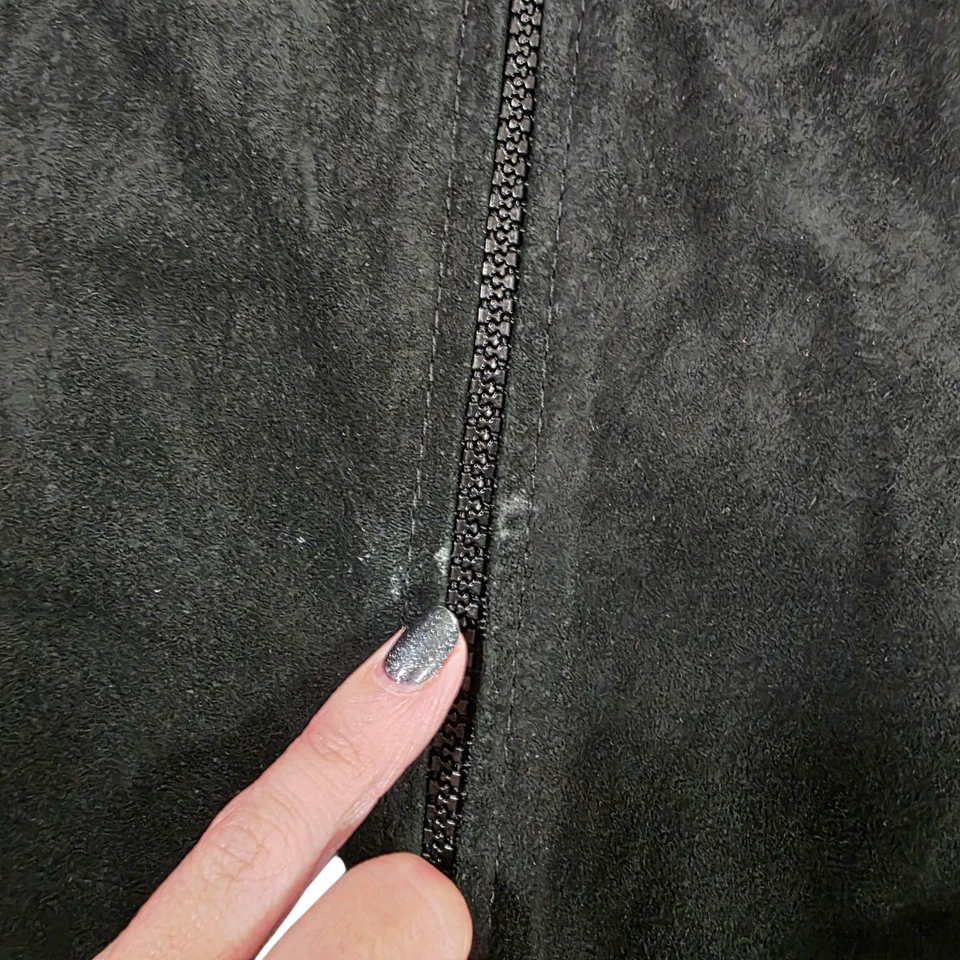 Jaqueta de Camurça Vintage Reed Couro Feminina Preta Gola Pequena Manga Longa Luxo - Imagem 4 de 4