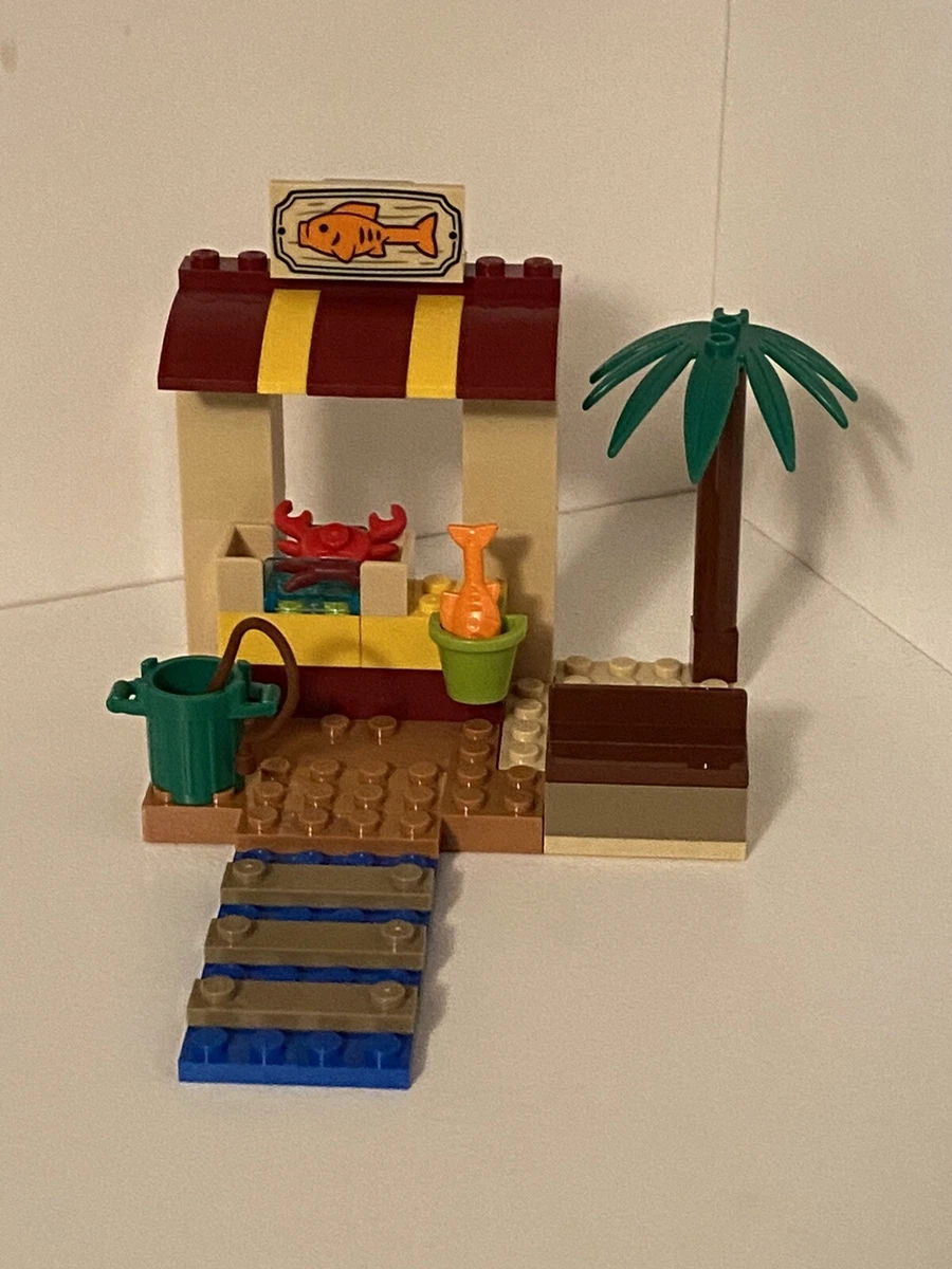 Lego Fish Market Store Red Crab Silver Fish Palm Tree Green Trash