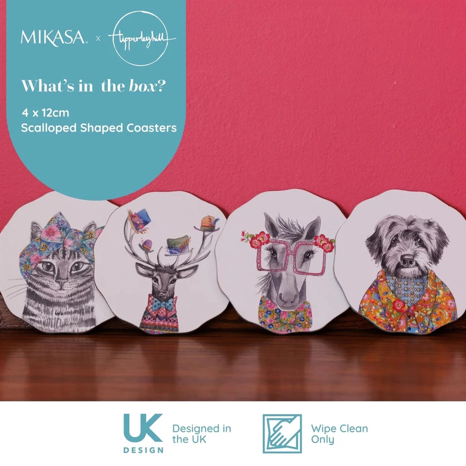 Juego de 4 posavasos festoneados para bebidas de corcho alfombrilla para tazas Foto 3 de 4