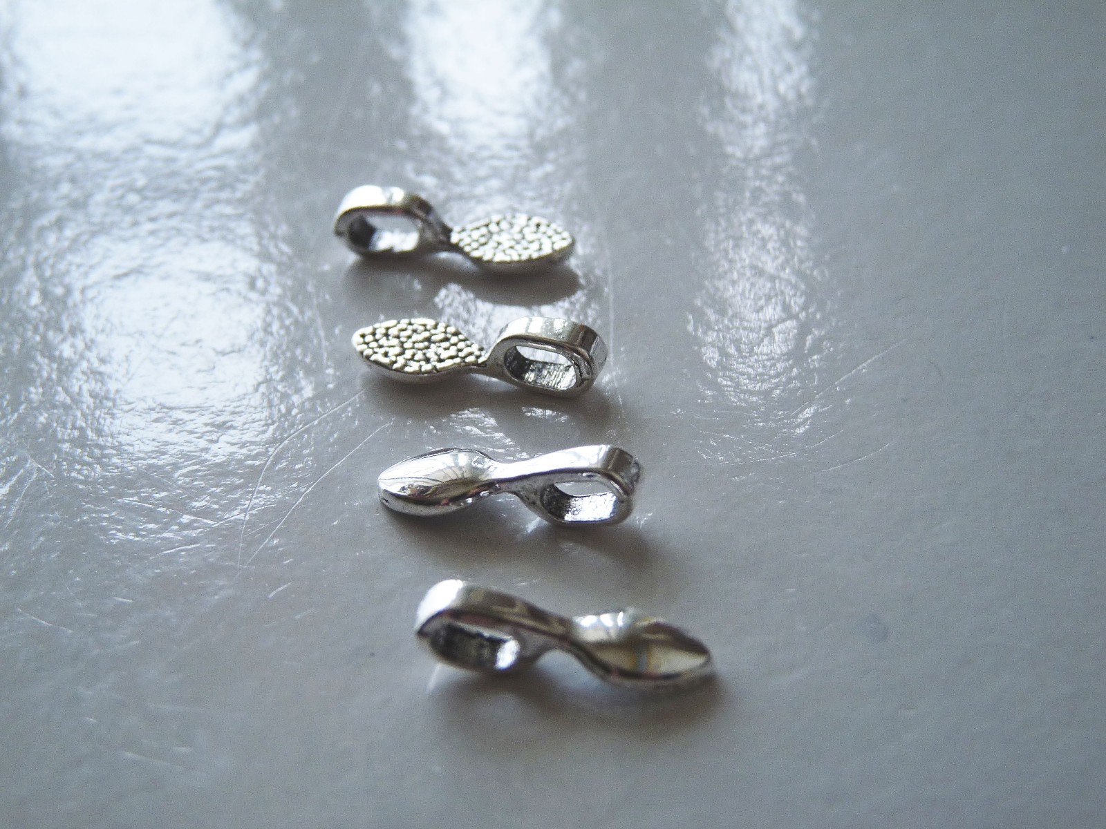 10pcs Glue on Necklace Bails for Pendants Dark Silver Spoon Fused Glass