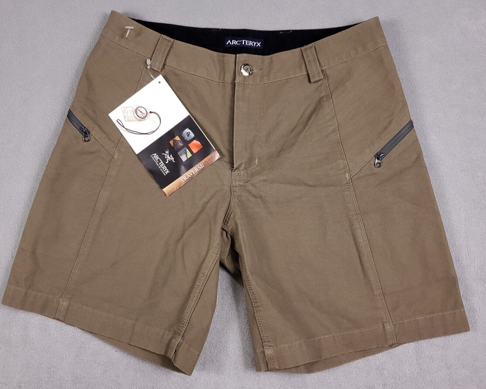 Pantaloncini da trekking Arc'Teryx Traverse Gamut marrone talpa nylon elasticizzato taglia 6 nuovi con etichette difetto*