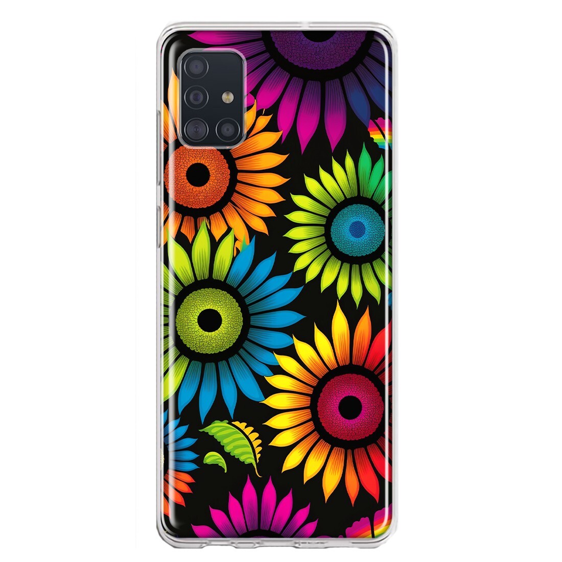 For Samsung Galaxy A51 Shockproof Hybrid Case Neon Rainbow Glow  Sunflowers NEW
