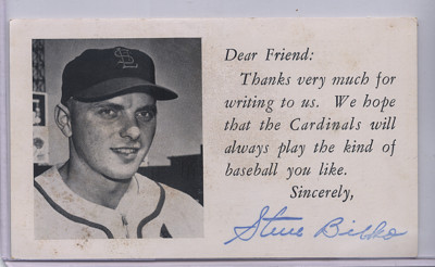 1953 St. Louis Cardinal ''Dear Friend''  Steve Bilko Team Issue EX Type 4d