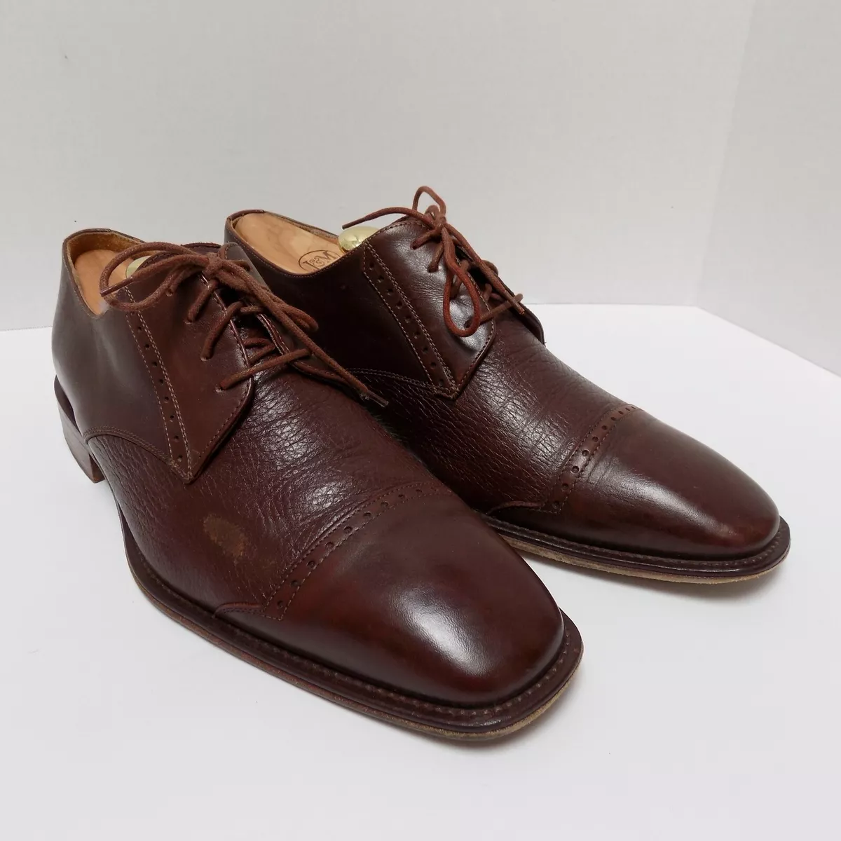 Mercanti Fiorentini 5834 Mens Captoe Oxfords Italy Brown Leather Size 10M