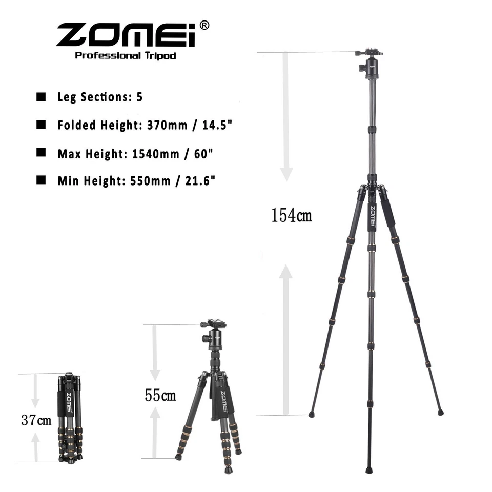 Trípode para cámara de viaje de aleación de aluminio magnesio Z669 con cabezal esférico para Canonsonyd Foto 2 de 4