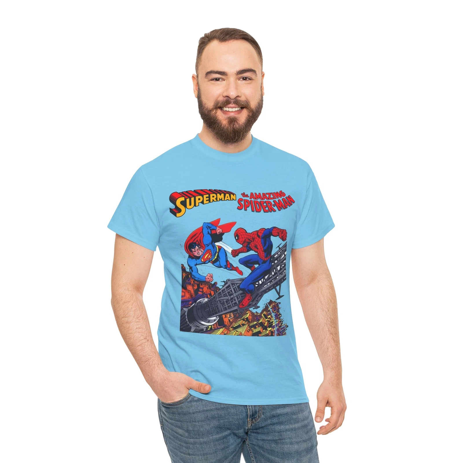 Superman & Amazing Spider-Man T-Shirt - DC/Marvel Comics Crossover - 1970s
