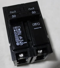 Eaton BR250B/C250B Bolt-On 2 Pole 50 Amp 120/240VAC Circuit Breaker NEW