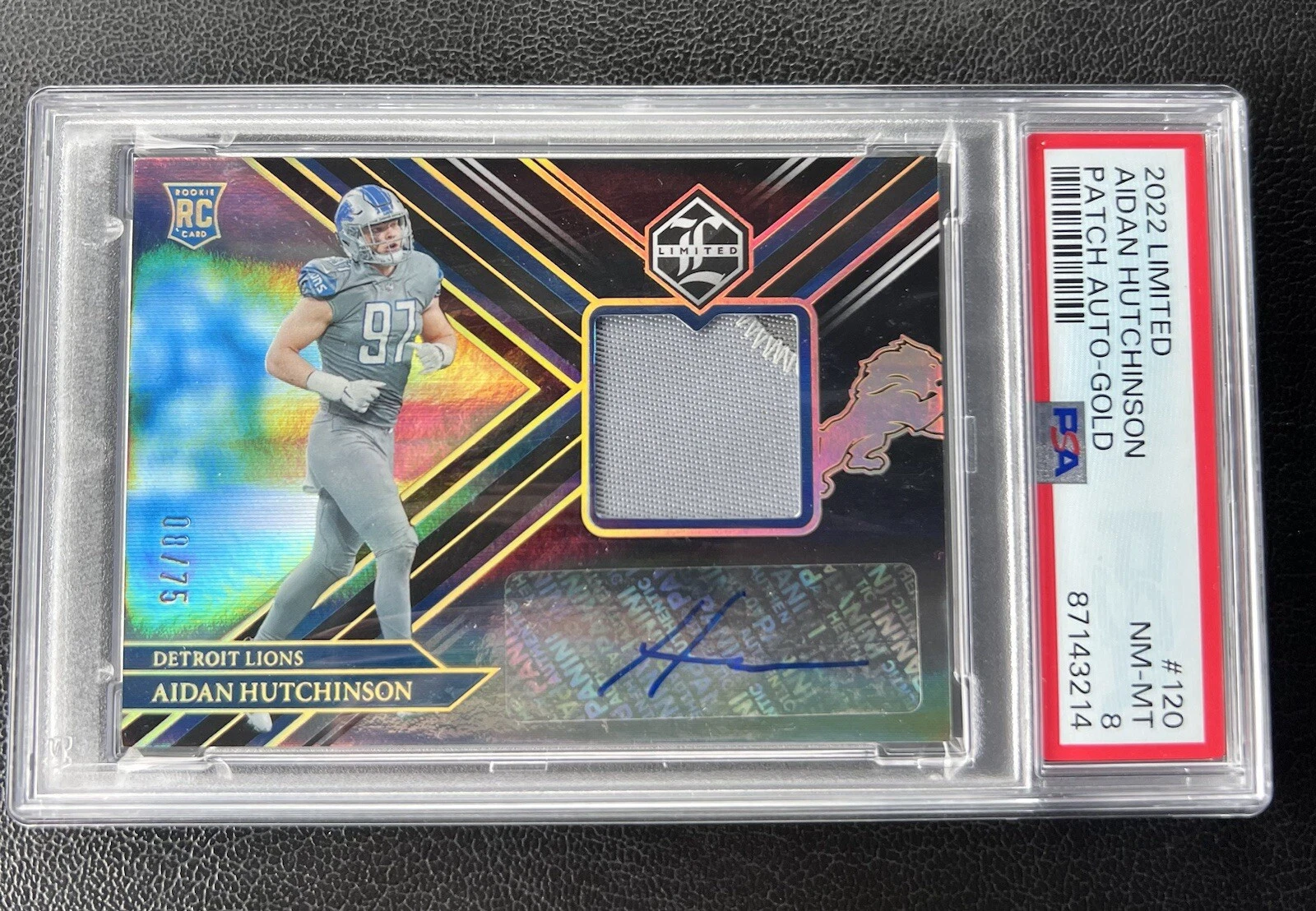 Aidan Hutchinson Panini Limited #120 Patch Autograph-Gold