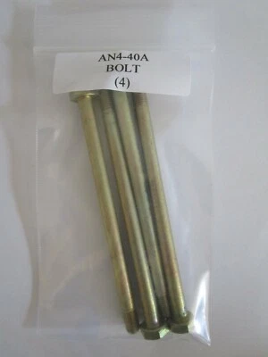 AERONAUTICAL STANDARDS AN4-40A Hex Bolt 1/4-28 x 4-1/32" Plated Steel NOS - Lot of 4