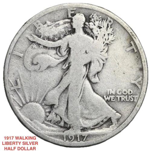 1917 Walking Liberty Silver Half Dollar GOOD/VG NICE COIN! SHARP COIN!