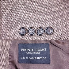 Pronto Uomo Blazer Mens 46R Brown Suit Jacket Sport Coat Couture Interview