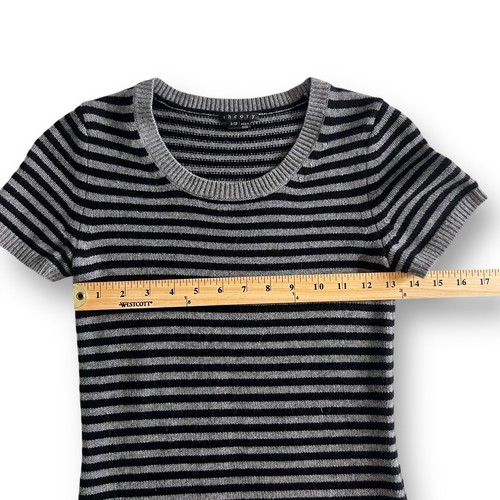 Theory 100% Cashmere Knit Dress Dorthea DD Cozy Size P/TP Gray Black Stripes - Picture 3 of 10