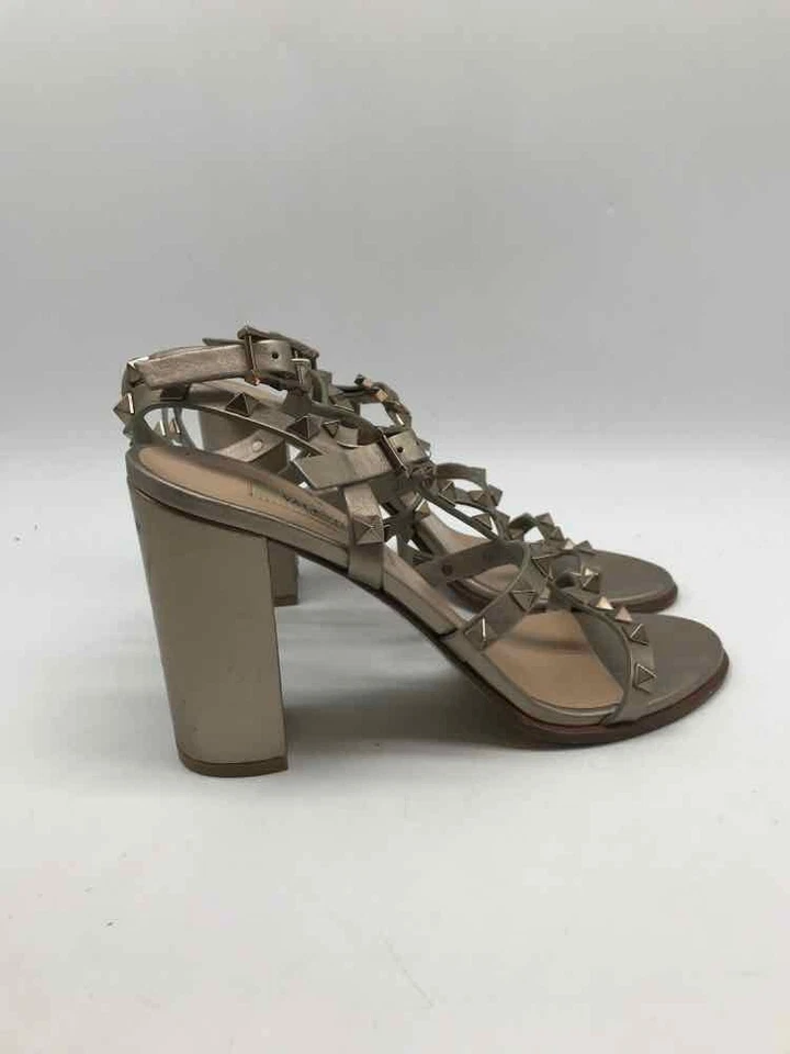 Valentino Gris Talla 37 Rockstud Gladiador Correa Tobillo Tacón Foto 4 de 4