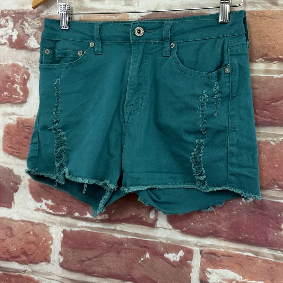 Pantalones Cortos Umgee Para Mujer 29 Azul Desgastado Aspecto Usado Informal Denim Cortes Foto 3 de 4