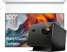 VisionMaster Pro2 Triple Laser Projector with 100" PureVision Motorized Screen
