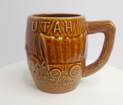 Vintage UTAH  Stagecoach  Ceramic Mug  4.5'' Tall GUC