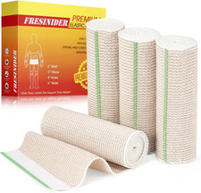 Premium Elastic Bandage Wrap, 4 Pack 6" Cotton Latex Free Compression Bandage Wr