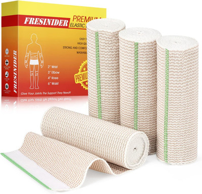 Premium Elastic Bandage Wrap, 4 Pack 6'' Cotton Latex Free Compression Bandage Wr