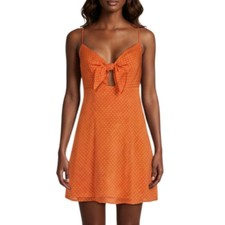 Alice + Olivia Roe Mini Dress Women's Size 6 Monarch Orange Preppy Glam 