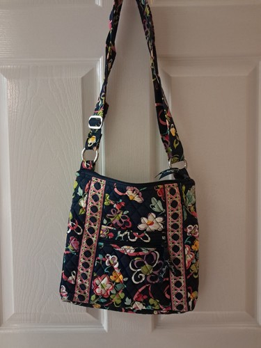 Vera Bradley Crossbody Hipster Bag Ribbons Retired Pattern Adjustable Strap NICE