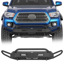 Stubby Textured Steel Front Bumper Wside Tube Guard Fit 2016-2023 Toyota Tacoma