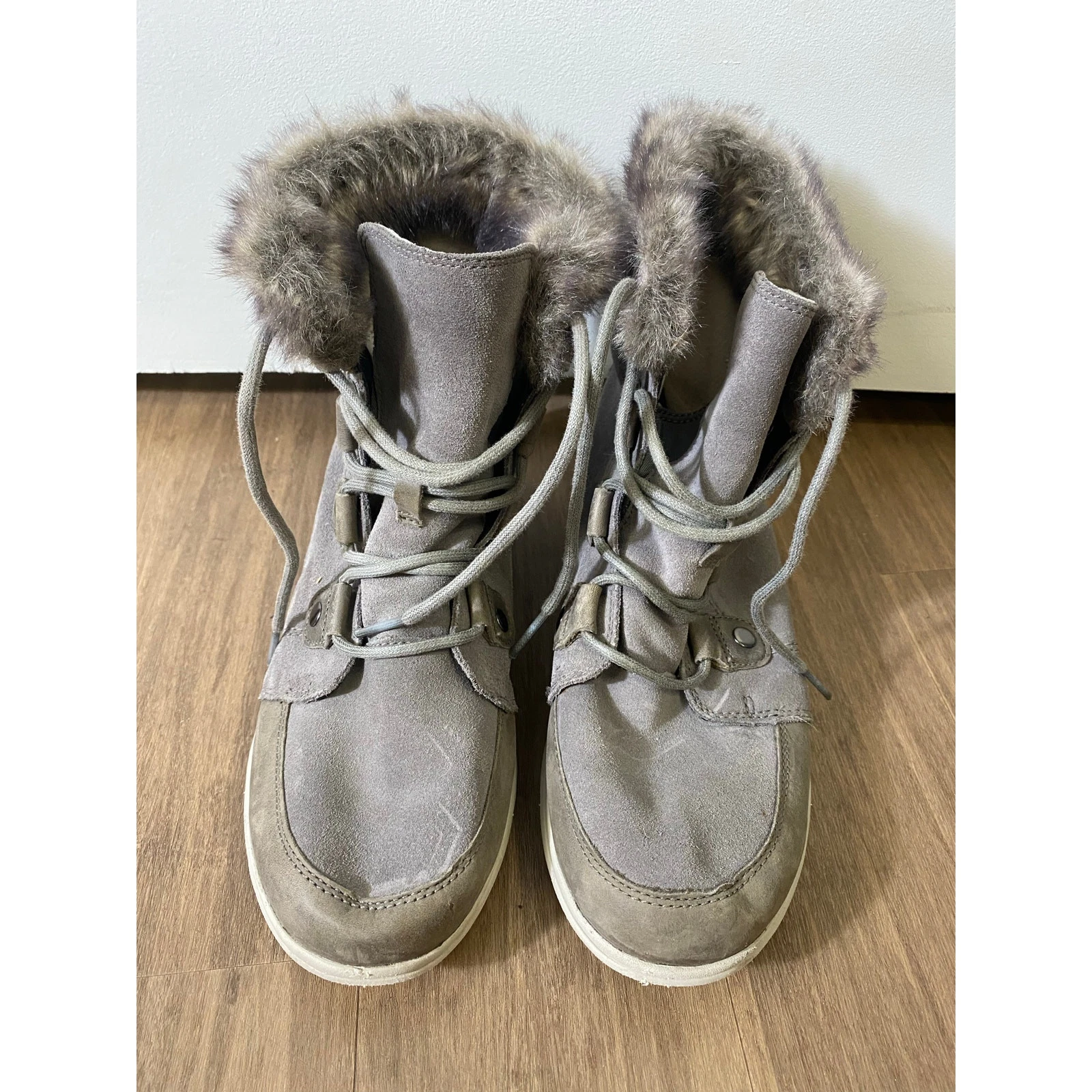 sorel waterproof fur trimmed lace up boots