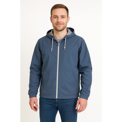 REI Men s Large Lightweight Hooded Jacket Blue Gray Zip Front Windbreaker