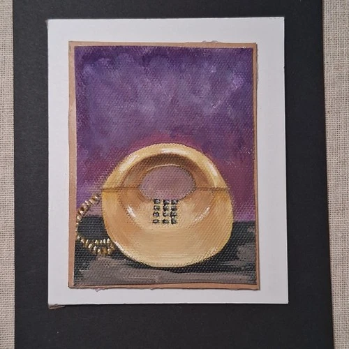 ACEO  Vintage Yellow Phone Titled 'Landline Lovin'  By Stacy Singleton