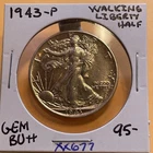 1943 P WALKING LIBERTY HALF DOLLAR IN GEM BU++ CONDITION  XX677