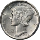 1945-S Mercury Dime PCGS MS66 Great Eye Appeal Strong Strike