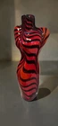 Female Torso Art Glass Vase Red Black Hand Blown Sculptural Murano Style MCM