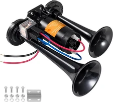 Electric Air Horn for Truck 150dB Super Loud Dual Trumpet with 12v Black A