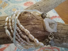 BOHO handcrafted St. MICHAEL Aartisan beaded bracelet with agate!