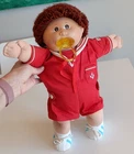 Vintage Cabbage Patch Kids Doll 1980's  Orig. Red Outfit Brown Hair & Eyes