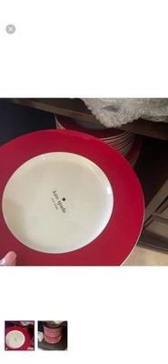 New with Tag Lenox Kate Spade Rutherford Circle Red Accent Plate New 9.5"