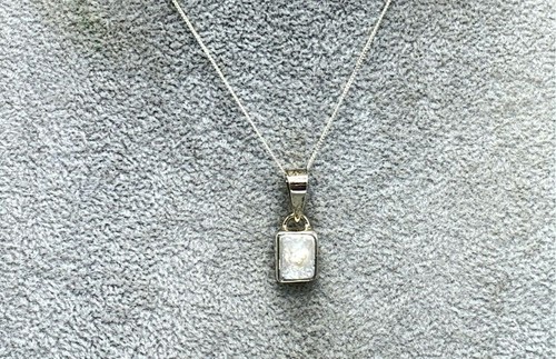 Sterling Silver, M.O.P. Rectangular Pendant Necklace - Picture 1 of 6
