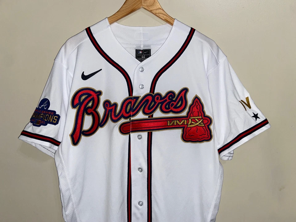 Nike Atlanta Braves MLB Authentic World Series Gold Program Jersey Sz 44 L NEW - Image 2 of 4