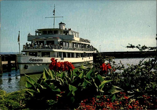 Ship photo postcard inland vessel Lake Constance ship motor ship Swabia color AK
