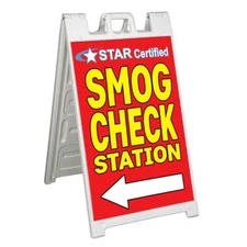 SMOG CHECK STATION LEFT ARROW Signicade 24x36 Aframe Sidewalk Sign Banner Decal