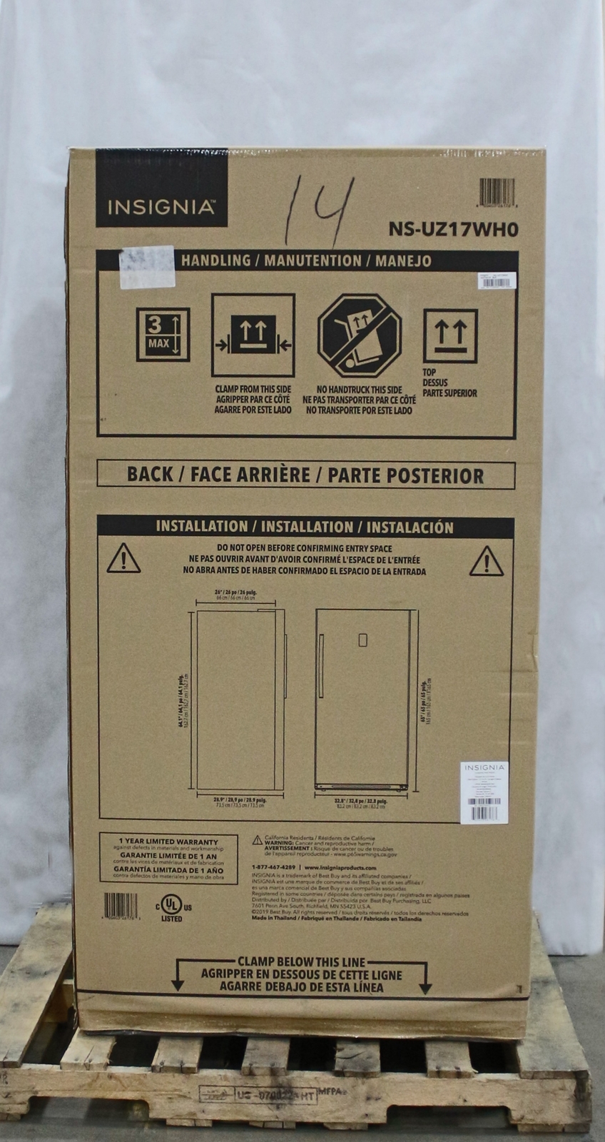 INSIGNIA 17 CU FT GARAGE READY UPRIGHT FREEZER NSUZ17WHO NEW