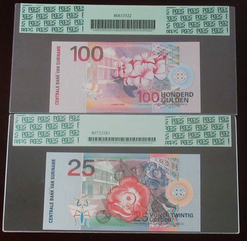 Suriname Muntbiljet 1985, 2000 7 Banknotes PCGS 65.66.67 PPQ - Picture 5 of 9