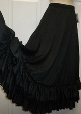 Black Double Ruffle Dance Flamenco Skirt Drawstring Waist over 30 available NWT