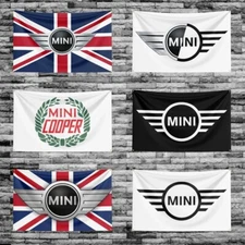 Mini Cooper Car Logo Flag Banner Tapestry Wall Art Hanging Garage Décor 5x3ft
