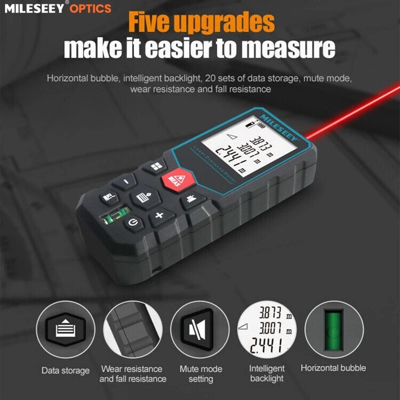 MiLESEEY 50/100m Laser Entfernungsmesser Hohe Genauigkeit, ft/m/in-Umschaltung - Bild 2 von 4