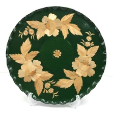 Vintage Ukrainian Folk Art, Upcycled Vinyl LP Record, Ukraine Straw Art