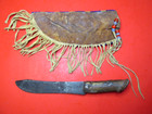 NATIVE AMERICAN STAG KNIFE AND BEADED SHEATH NECK ANTIQUE RARE INDIAN BOWIE OLD — photo 8